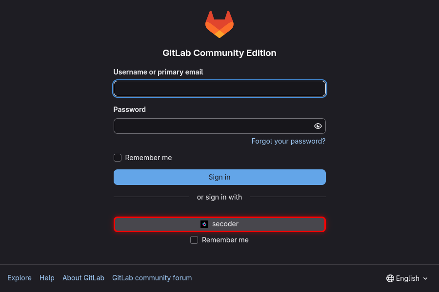 GitLab 登录页面 - 电脑端