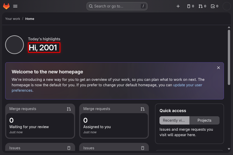 GitLab 登录成功 - 电脑端
