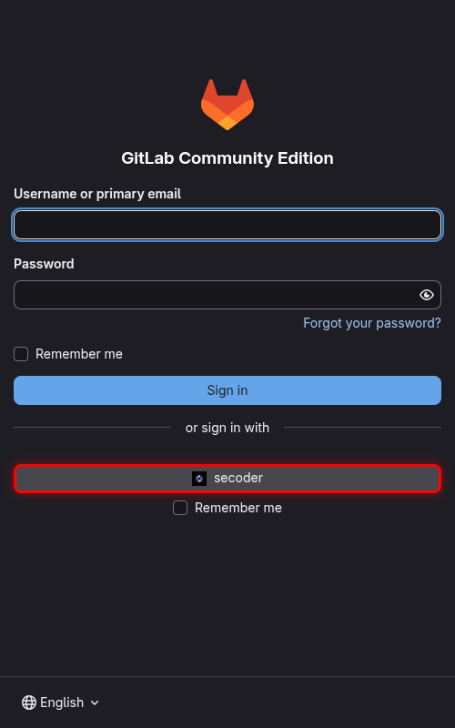 GitLab 登录页面 - 手机端